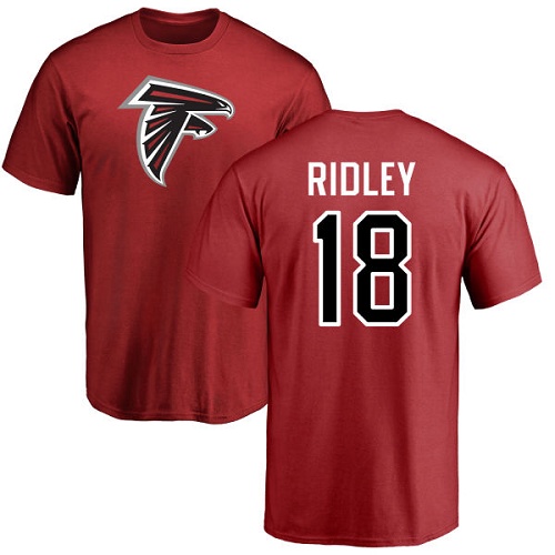 Atlanta Falcons Men Red Calvin Ridley Name And Number Logo NFL Football #18 T Shirt